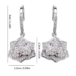silver plated anti tarnish american diamond studded floral rose themed drop earrings