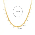 gold plated stainless steel anti tarnish snake chain gold stone studded necklace