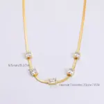 gold plated stainless steel anti tarnish snake chain white emerald studded necklace