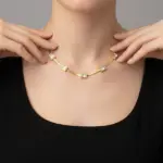 gold plated stainless steel anti tarnish snake chain white emerald studded necklace