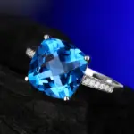 silver plated anti tarnish american diamond crushed ice cut navy blue square finger ring