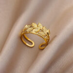 gold plated contemporary style adjustable ring
