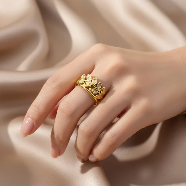 gold plated contemporary style adjustable ring
