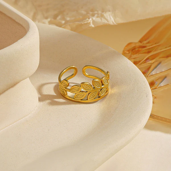 gold plated contemporary style adjustable ring