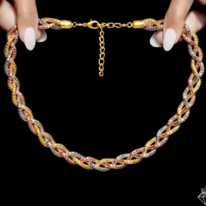 Elegant Tri-Color Braided Twisted Rope Necklace