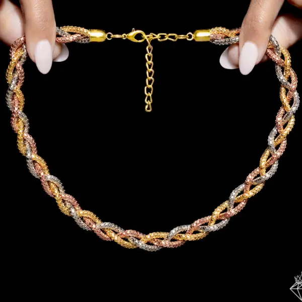Elegant Tri-Color Braided Twisted Rope Necklace