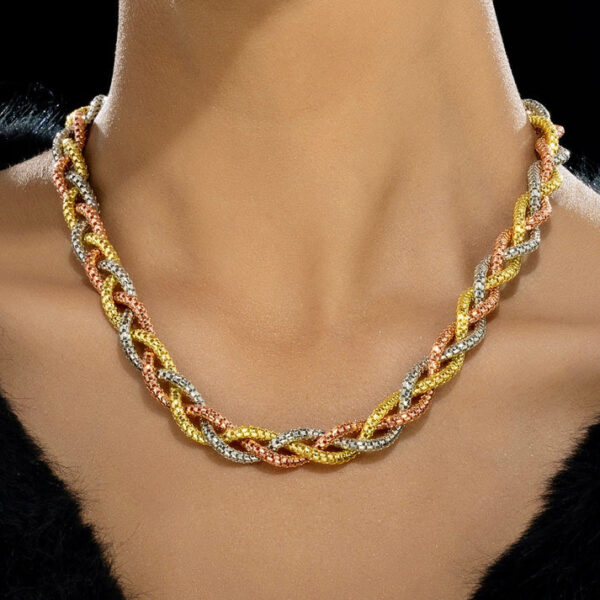 Elegant Tri-Color Braided Twisted Rope Necklace