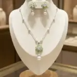 Enchanted Flora Mint Green & Pearl Drop Necklace Set
