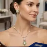 Enchanted Flora Mint Green & Pearl Drop Necklace Set savstore
