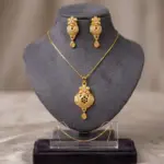 Premium Gold-Tone Filigree Floral Pendant Necklace Set with Earrings
