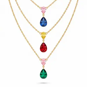 Necklace Anti-Tarnish Triple-Layer Multicoloured Crystal Set