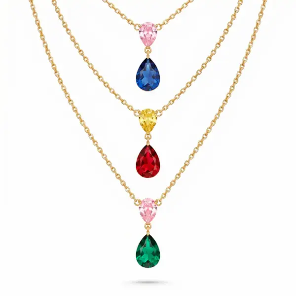 Necklace Anti-Tarnish Triple-Layer Multicoloured Crystal Set
