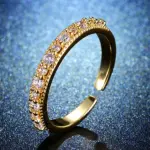 gold plated crystal studded contemporary adjustable round finger ring