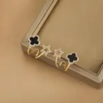 korean fashion organic molten gold pearl grid studs