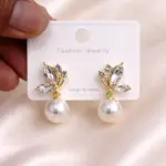 korean fashion organic molten gold pearl grid studs