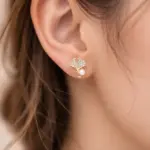 korean fashion organic molten gold pearl grid studs