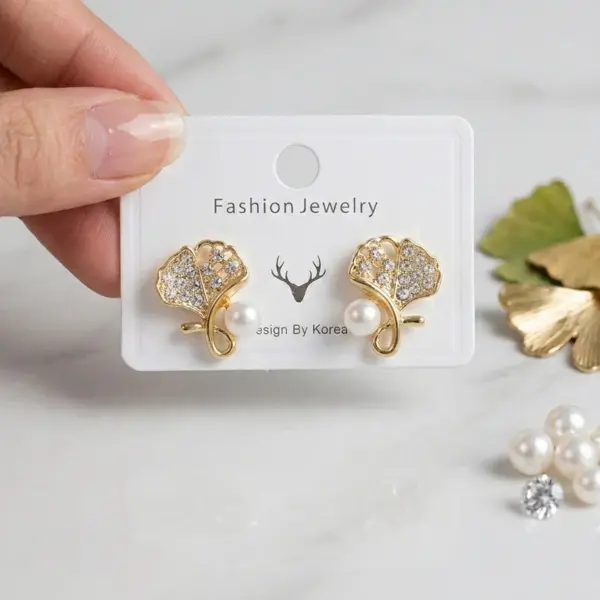 korean fashion organic molten gold pearl grid studs