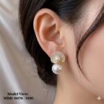 elegant crystal pave & double pearl statement earrings