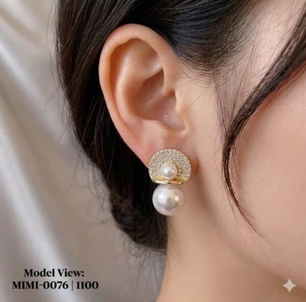 elegant crystal pave & double pearl statement earrings