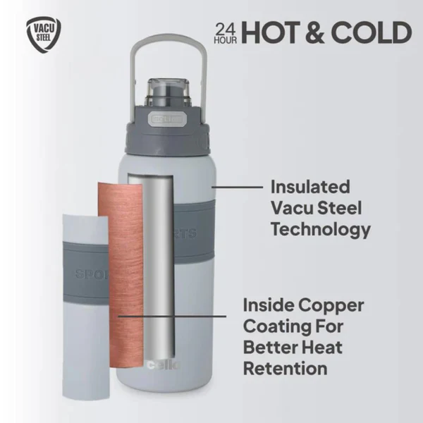 cello duro duet 900 ml thermosteel water bottle 24 hours hot & cold
